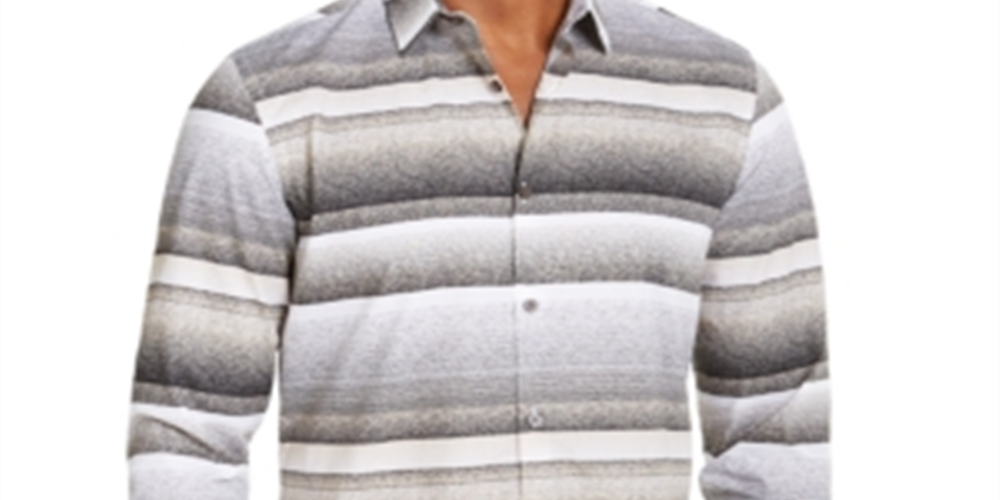 Alfani Men's Cotton Printed Button Down Shirt Black Size X-Large