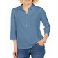 Charter Club Women's Supima Cotton 3/4 Sleeve Polo Blue Size X-Small