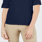 Karen Scott Women's Cotton Johnny Collar Top Blue Size X-Small