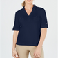 Karen Scott Women's Cotton Johnny Collar Top Blue Size X-Small