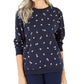 Karen Scott Women's Daisies Fleece Crewneck Top Blue Size Large