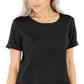 Karen Scott Women's Cotton Topstitched Top Black Size Medium