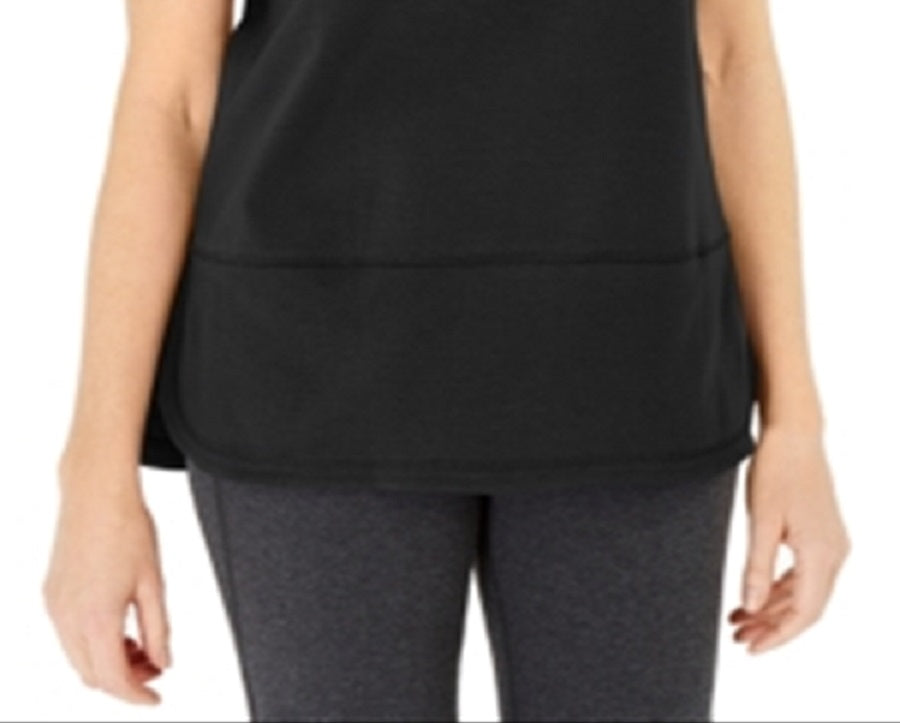 Karen Scott Women's Cotton Topstitched Top Black Size Medium