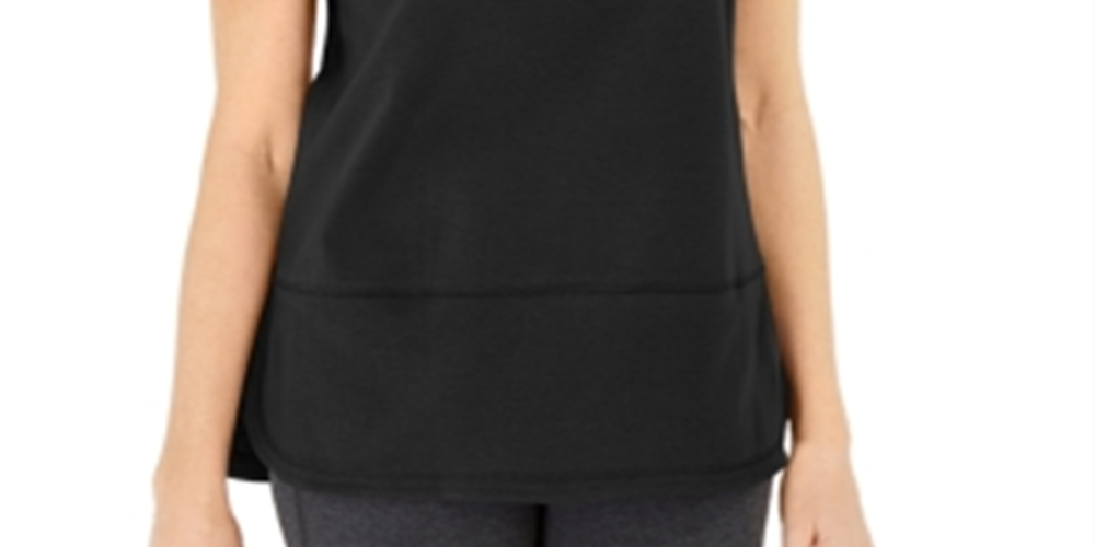 Karen Scott Women's Cotton Topstitched Top Black Size X-Large