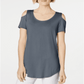 JM Collection Women's Grey Cold Shoulder T-Shirt Size Small