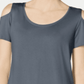 JM Collection Women's Grey Cold Shoulder T-Shirt Size Small