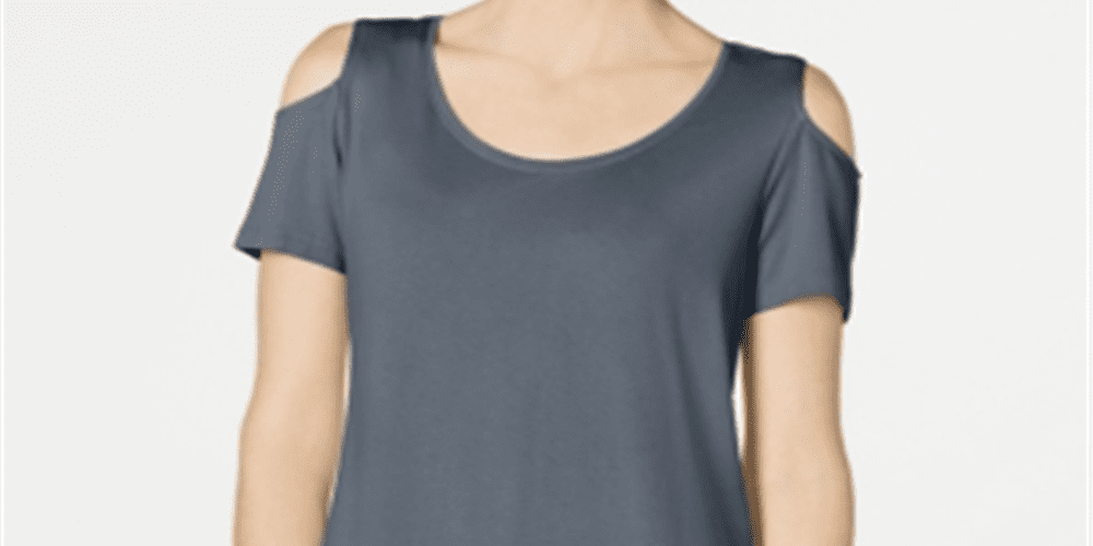 JM Collection Women's Grey Cold Shoulder T-Shirt Size Small