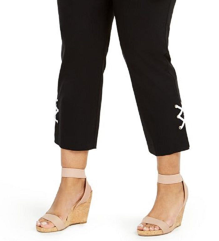 JM Collection Women's Plus Embellished Hem Capri Pants Black Size 22W