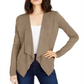 INC International Concepts Women's Sweater Faux Suede Mix Media Cardigan Brown Size Large