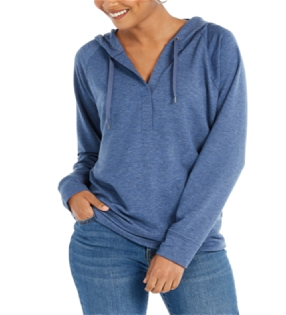 Style & Co Women's Long Sleeve Hoodie Blue Size Large