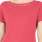Karen Scott Women's Grommet Trim Top Coral Size Large