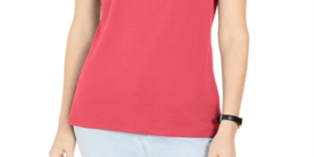 Karen Scott Women's Grommet Trim Top Coral Size Large