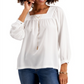 Style & Co Women's Square Neck Top White Size Large