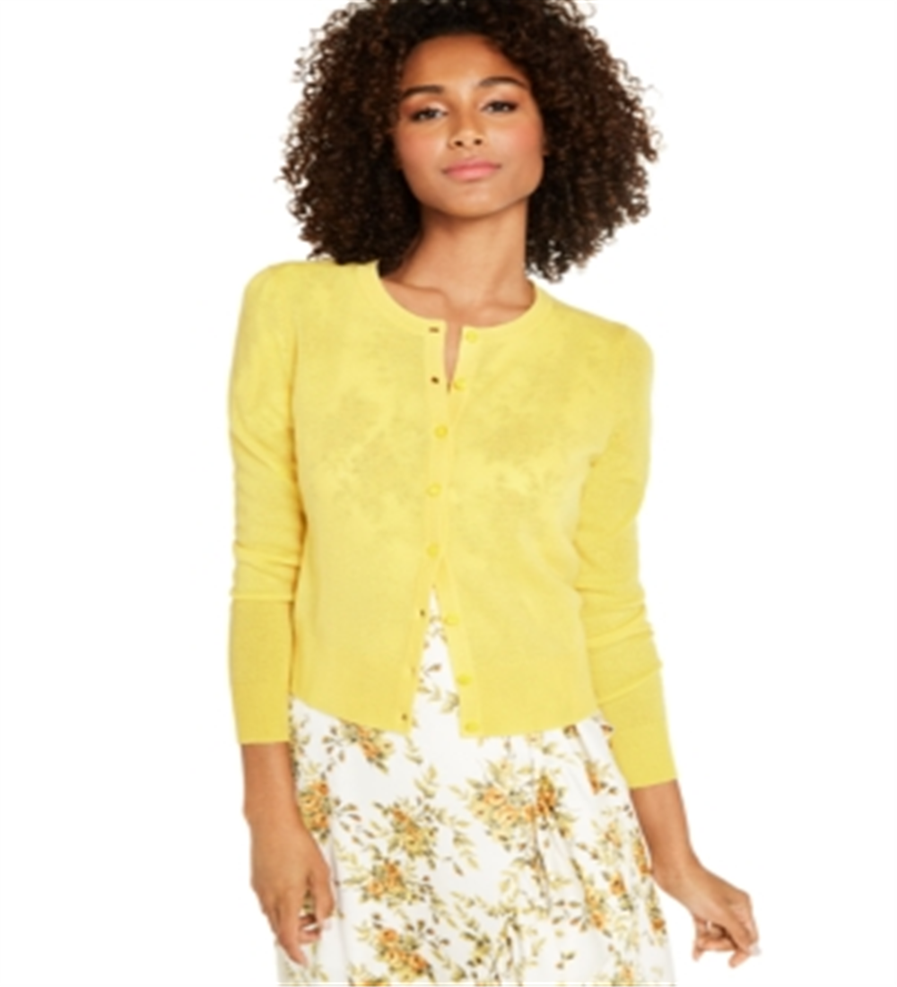 Charter Club Women's Cashmere Essential Cardigan Yellow Size Medium