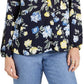 Charter Club Women's Floral Print Georgette Blouse Blue Size X-Small