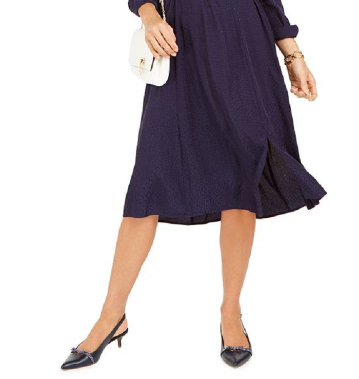 Charter Club Women's Dot Jacquard Shirtdress Blue Size Petite XL