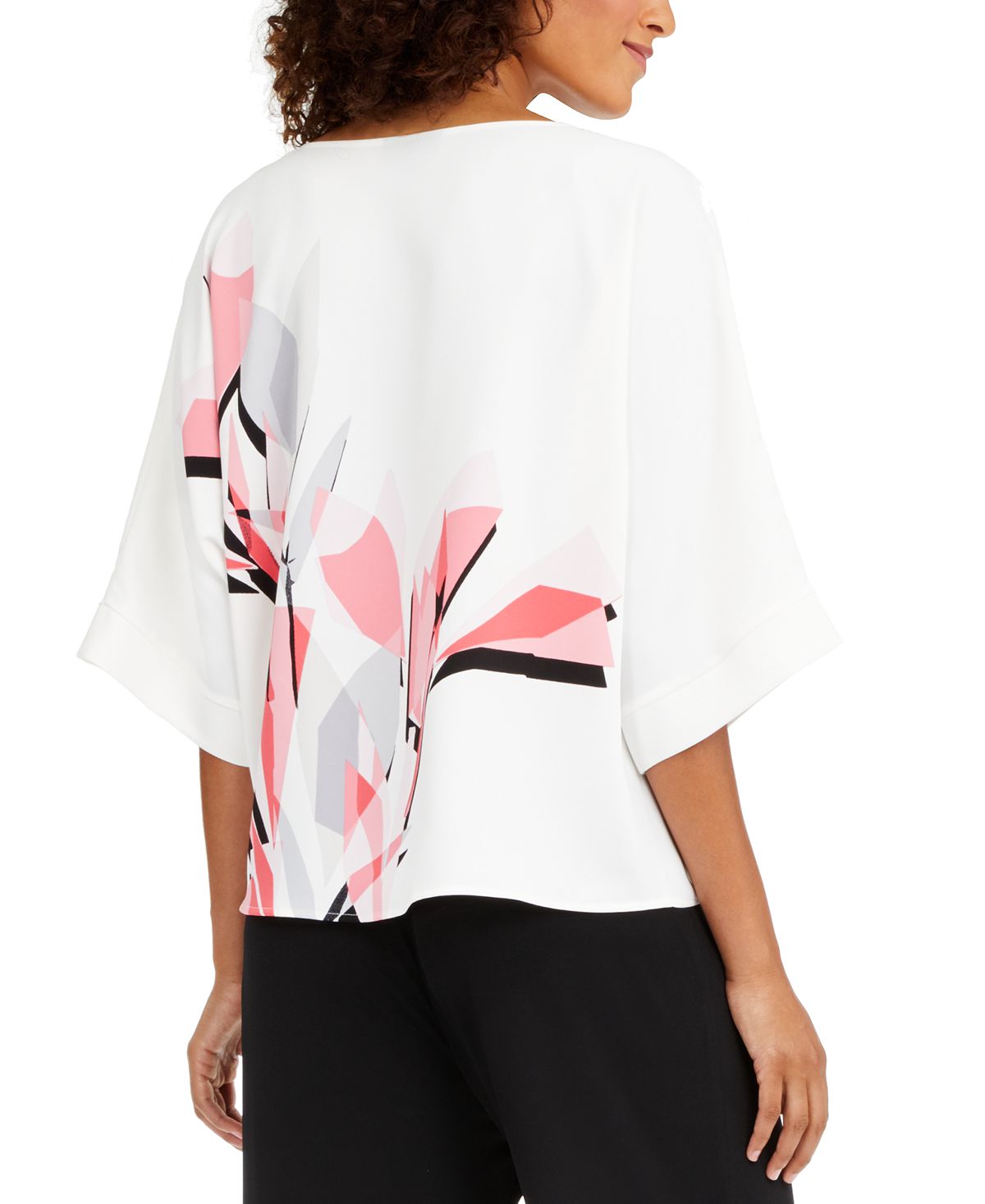 Alfani Women's Printed Side Tie Top Pink Size Medium