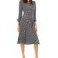 Alfani Women's Printed Belted Fit & Flare Dress Black Size 12