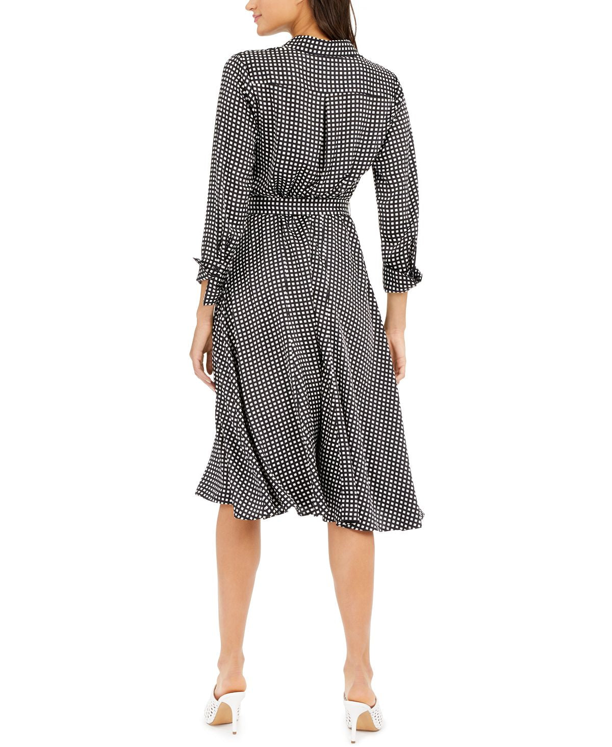 Alfani Women's Printed Belted Fit & Flare Dress Black Size 12
