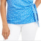 Style & Co Women's Printed Tie Side Top Blue Size X-Small