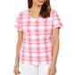 Karen Scott Women's Printed Scoop Neck Top Pink Size X-Small