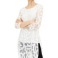 Alfani Women's Tunic Split Hem Scoop Neck Blouse White Size Medium