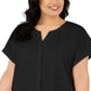 Alfani Women's Plus V Neck Stretch Blouse Black Size 1X