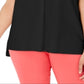 Alfani Women's Plus V Neck Stretch Blouse Black Size 1X