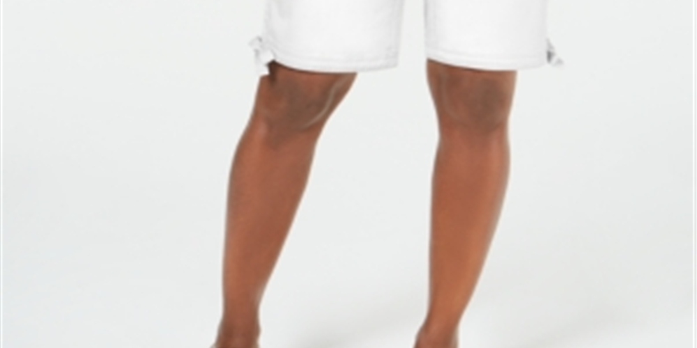 Karen Scott Women's Solid Tie Cuff Shorts White Size 12