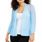 Alfani Women's Linen Blend Open Front Cardigan Sweater Blue Size Large