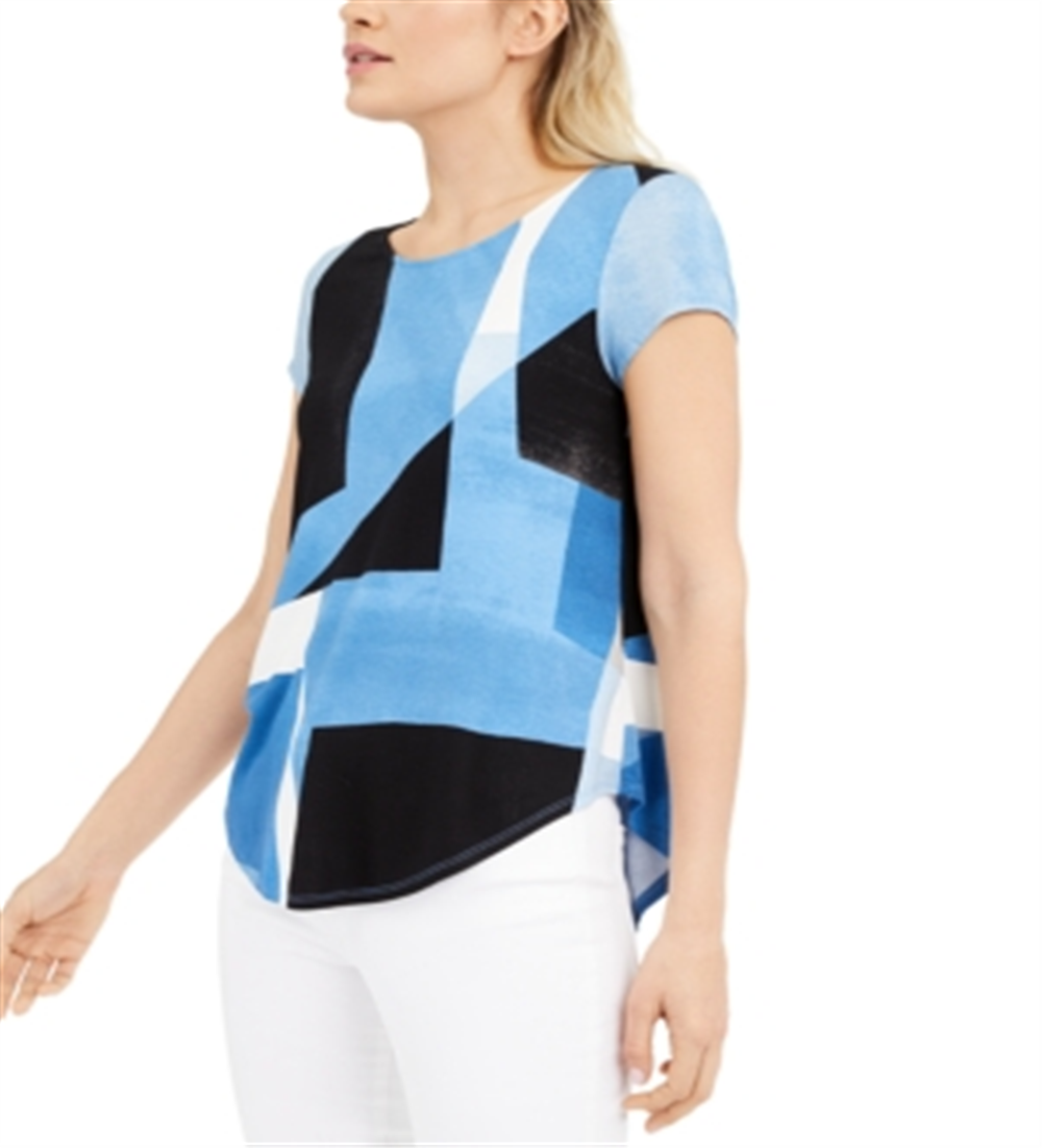 Alfani Women's Printed T-Shirt Blue Size X-Large