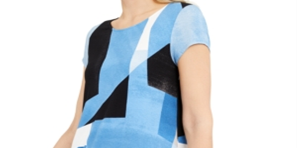 Alfani Women's Printed T-Shirt Blue Size X-Large