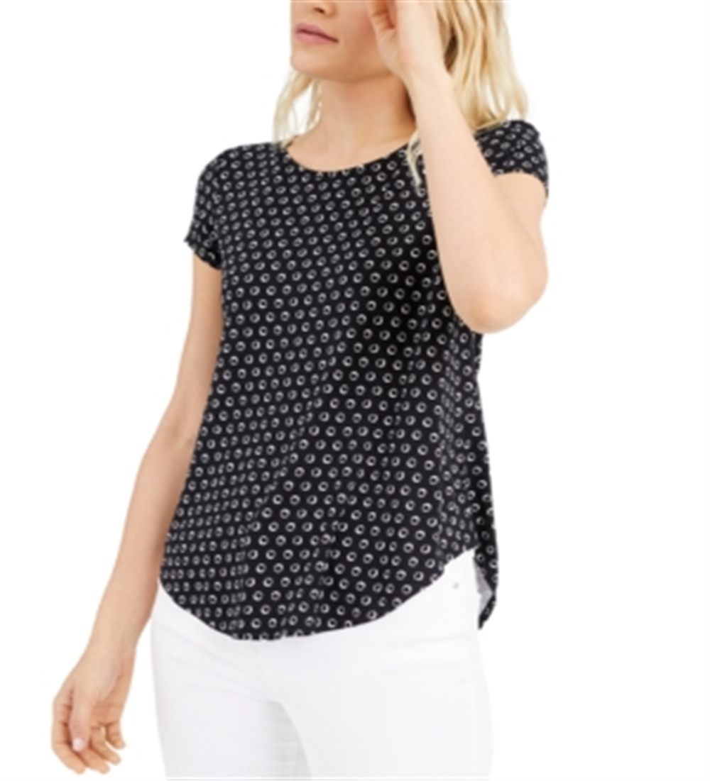Alfani Women's Short Sleeve T-Shirt Top Black Size X-Large
