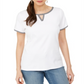 Karen Scott Women's Contrast Trim Keyhole Top White Size XX-Large