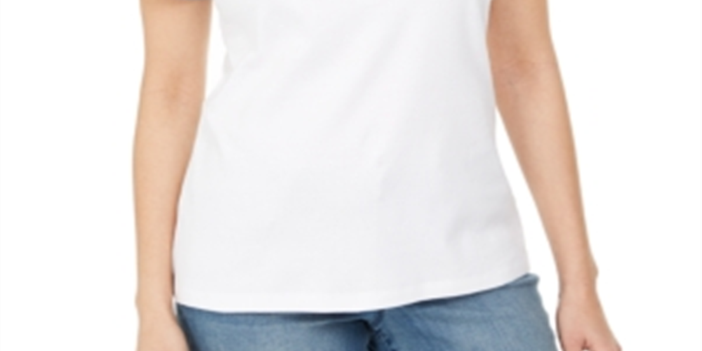 Karen Scott Women's Contrast Trim Keyhole Top White Size XX-Large