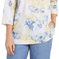 Charter Club Women's Printed Embroidered Voile Linen Blend Tunic Yellow Size Medium
