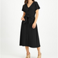 Alfani Women's Short Sleeve V Neck Below The Knee Dress Black Size X-Large