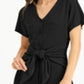 Alfani Women's Short Sleeve V Neck Below The Knee Dress Black Size X-Large