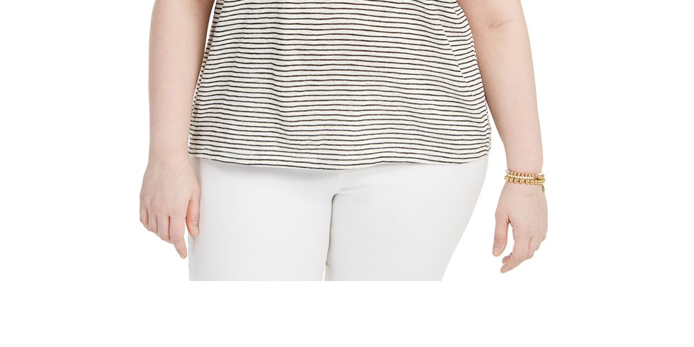Style & Co Women's Keyhole Neck T-Shirt White Size 3X