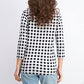 Charter Club Women's Black Gingham Print Boat Neck Top Size X-Large