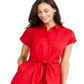 Charter Club Women's Tie Front Cap Sleeve Casual Dress Red Size 4
