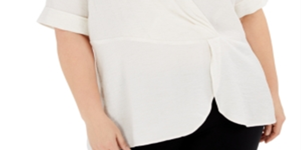 Alfani Women's Plus Drape Surplice Top White Size 3X