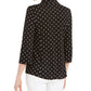 Charter Club Women's Mesh Dot Print Button Down Top Black Size XX-Large