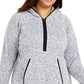 Ideology Women's Plus Hooded V Neck Tunic Top Gray Size 1X