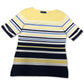 Karen Scott Women's Striped Elbow Sleeve Top Yellow Size Small