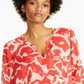 Alfani Women's Sheer Patterned Long Sleeve V Neck Tunic Top Red Size X-Small