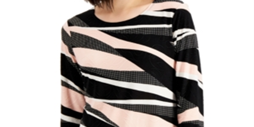 JM Collection Women's Abstract Print Top Pink Size XX-Large