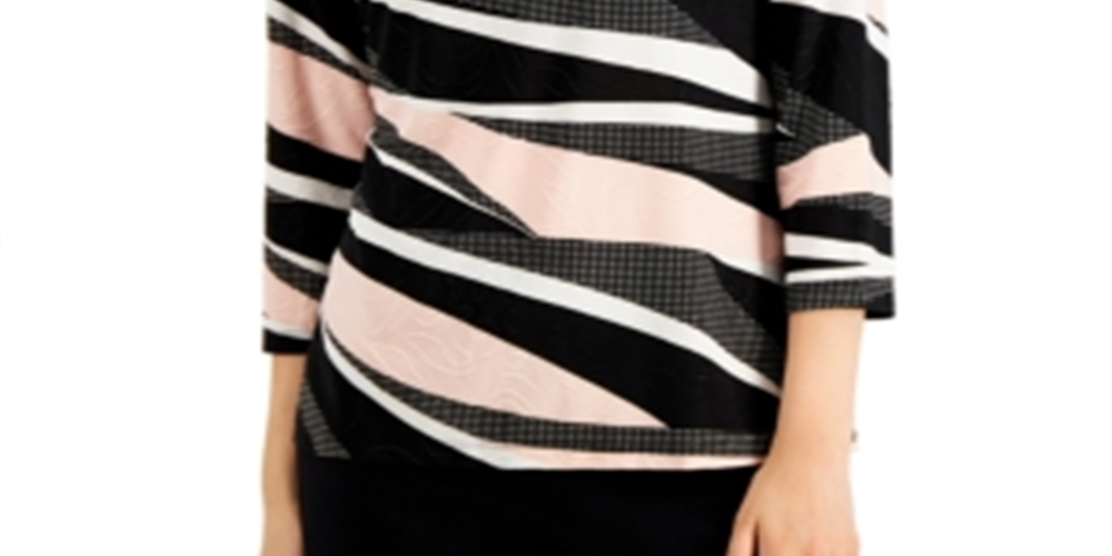 JM Collection Women's Abstract Print Top Pink Size XX-Large