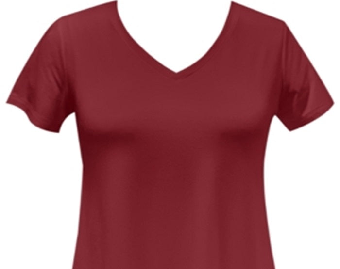 JM Collection Women's V Neck T-Shirt Red Size Small