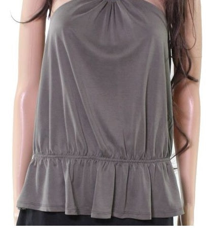 INC International Concepts Women's O Ring Peplum Halter Top Green Size L